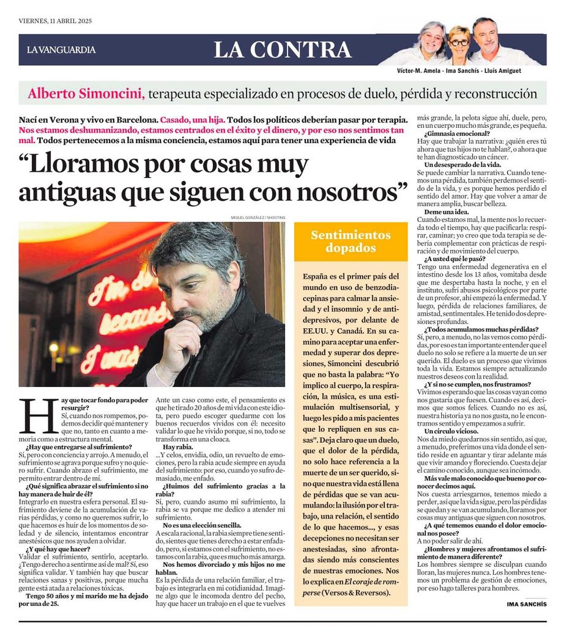 La Contra de La Vanguardia con la entrevista a Alberto Simoncini del 11 de abril de 2025, ampliada